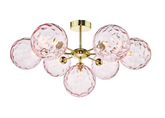Cohen 7 Light Semi Flush Polished Gold Pink Glass